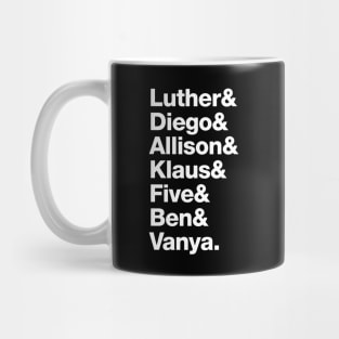 The Umbrella Academy - Luther, Diego, Allison, Klaus, Five, Ben & Vanya. Mug